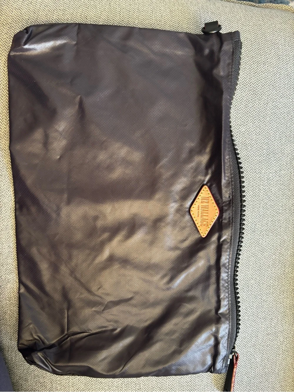 MZ Wallace Dark Boysenberry Nylon Zip Pouch with Leather Pull